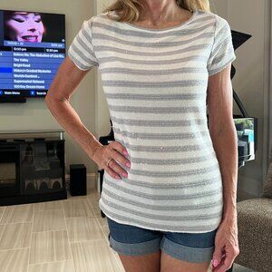 INC International Concepts Sequin Striped Top Size S